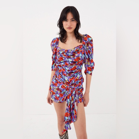 For Love & Lemons Chiara Puff Sleeve Floral Mini Dress - Picture 12 of 15